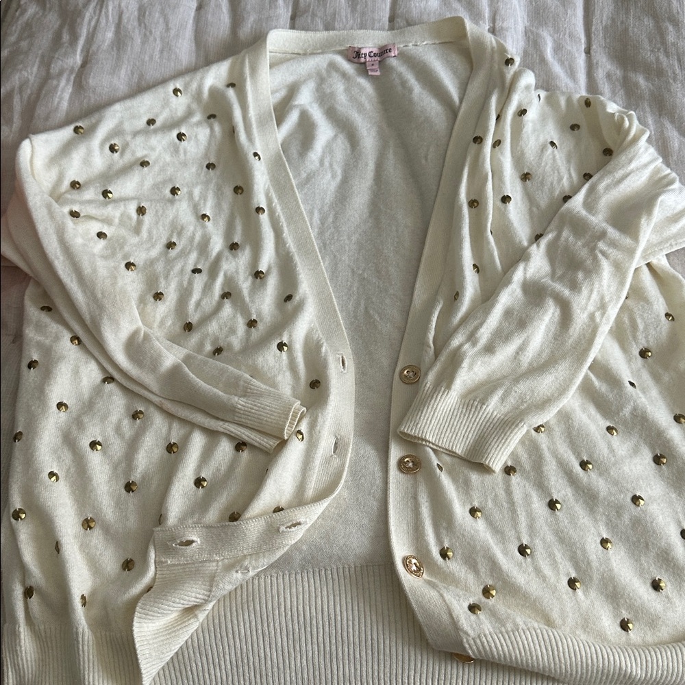 Juicy Couture Gold embellished Silk blend Cardigan SMALL